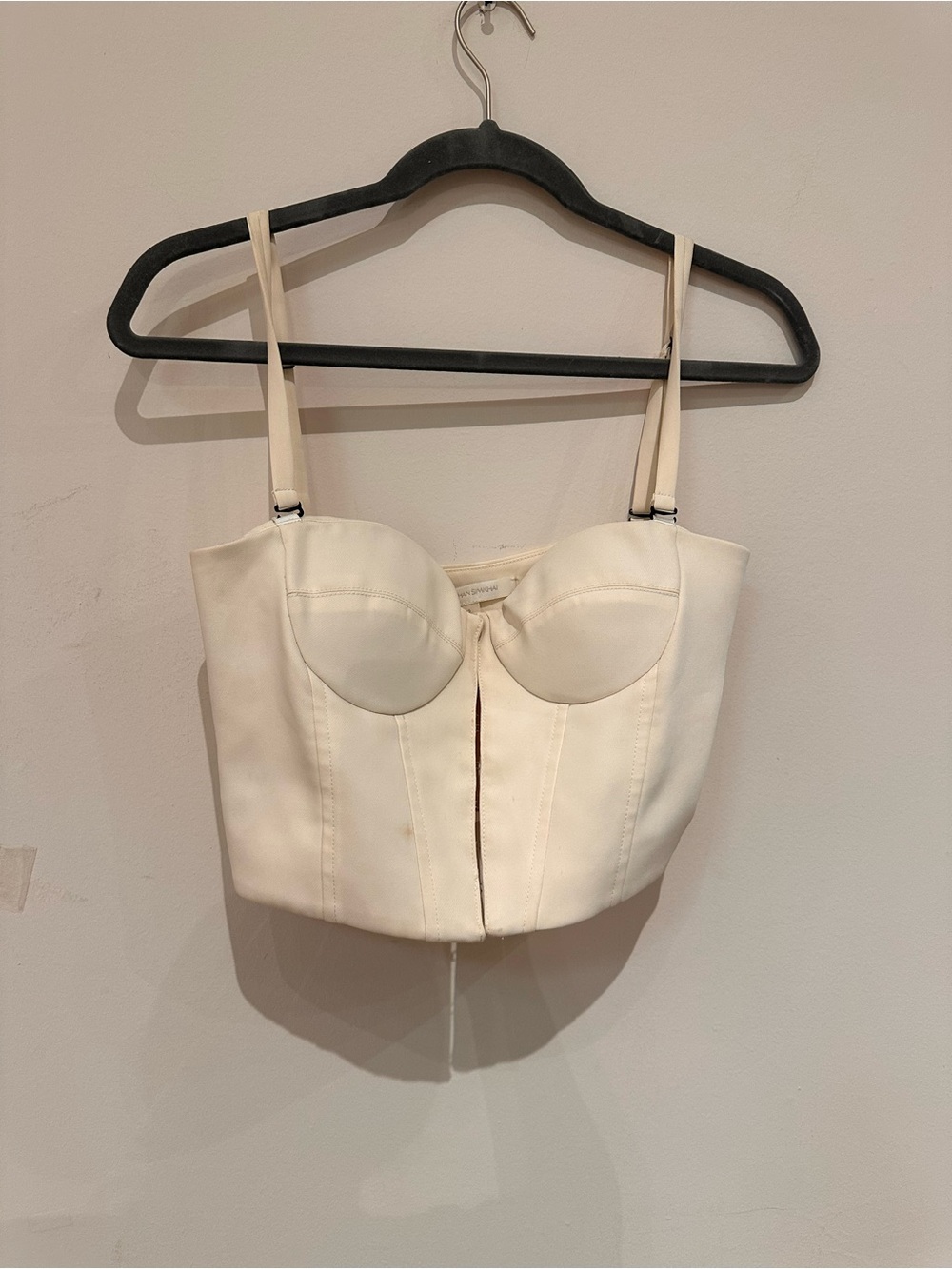 Cream Structured Bustier Crop Top - Unbranded